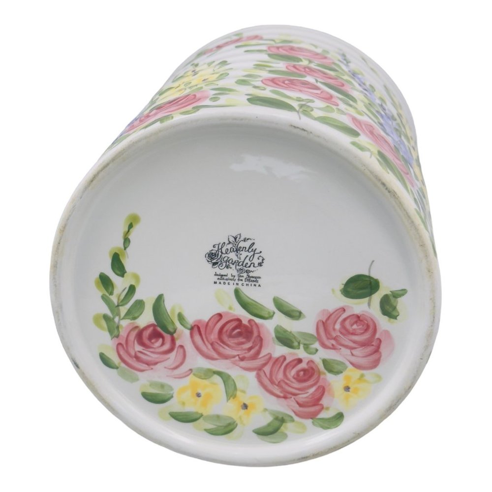 Heavenly Garden Ceramic Kitchen Cookie Jar w/Lid Floral Pattern Multicolor 6” - Picture 8 of 10